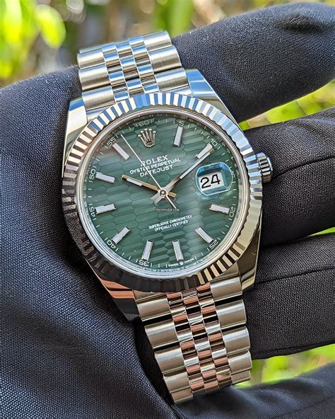 rolex green face datejust|Rolex Datejust 41 green dial.